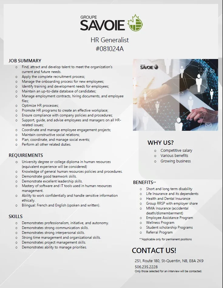 HR Generalist Groupe Savoie